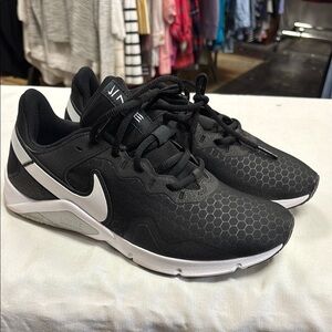 Nike Legend Essential 2 Black and White Athletic Shoes with Breathable Mesh